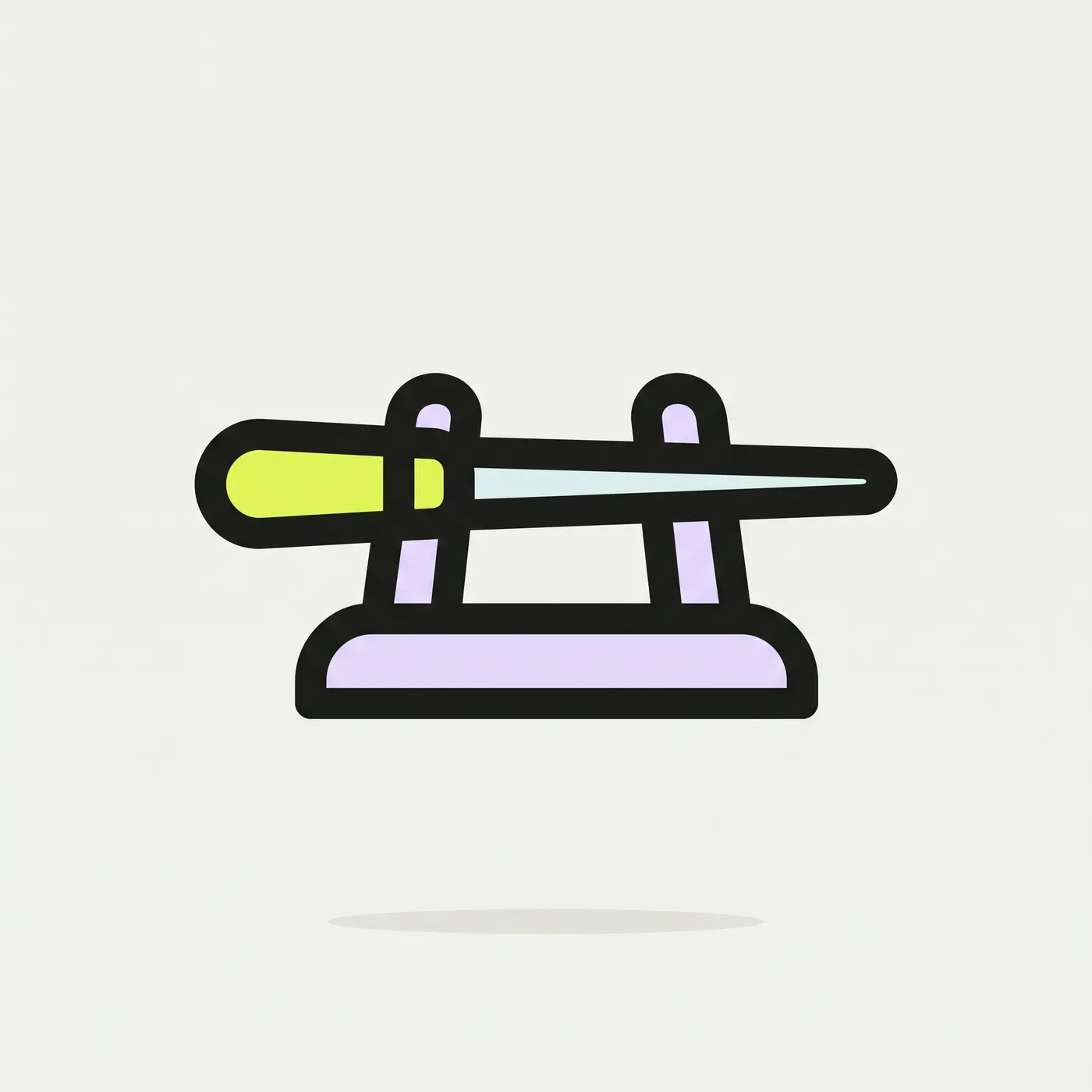 a charcoal conductor's baton resting on a lavender stand; nothing is labelled.